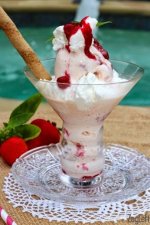 Strawberry Knickerbocker Glory - scoops of vanilla and strawberry ice cream, whipped cream and r.jpg