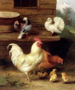 Hunt_Edgar_A_Cockerel_Hen_And_Chicks_With_Pigeons.jpg