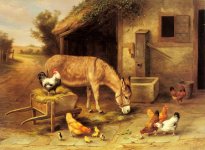 Hunt_Edgar_A_Donkey_And_Chickens_Outside_A_Stable.jpg